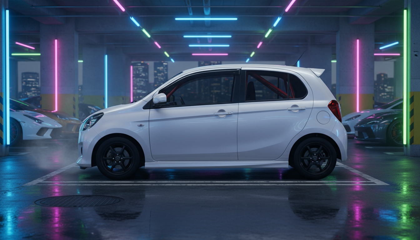 Nowe Daihatsu Mira e:S Turbo w podziemnym garażu