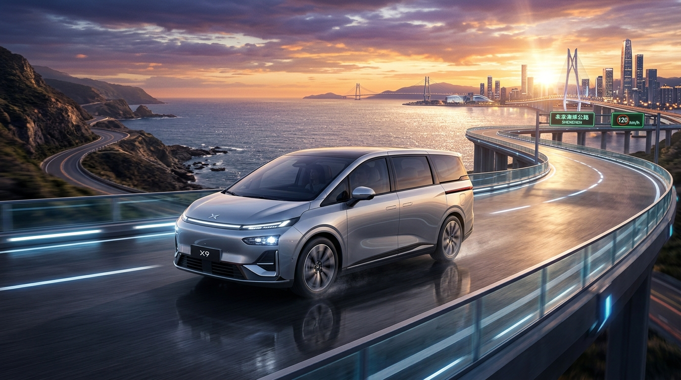 Luksusowy elektryczny minivan XPeng X9 na drodze