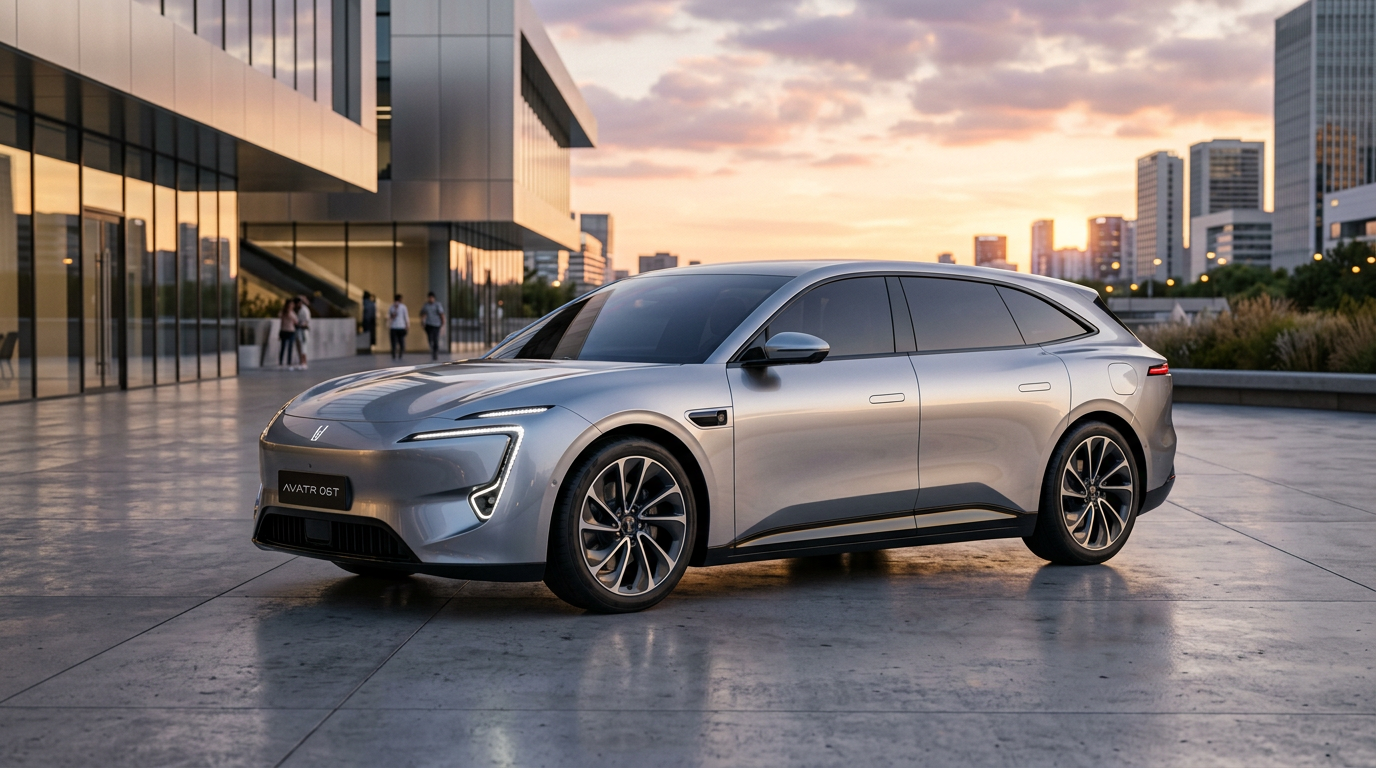 Nowoczesny elektryczny model Avatr 06T typu kombi w scenerii miejskiej